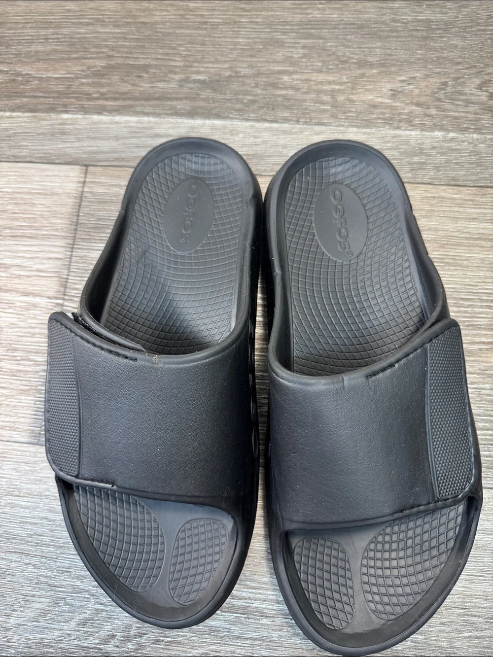 OOFOS Men's Black Slide Sandals with Cushioned Footbed Sz 9 (h79)